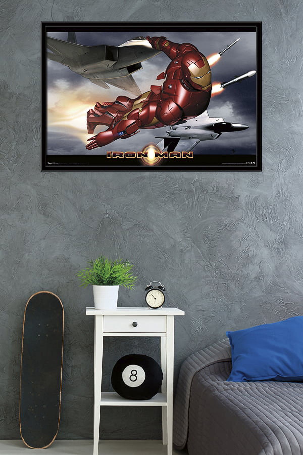 Marvel Cinematic Universe - Iron Man - In Flight with Jets Wall Poster, 22.375" x 34", Framed