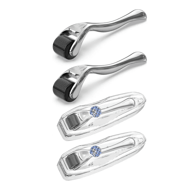 2 Dermaroller Facial Barba Titanio Skincare Rodillo Facial Malubero, Plata