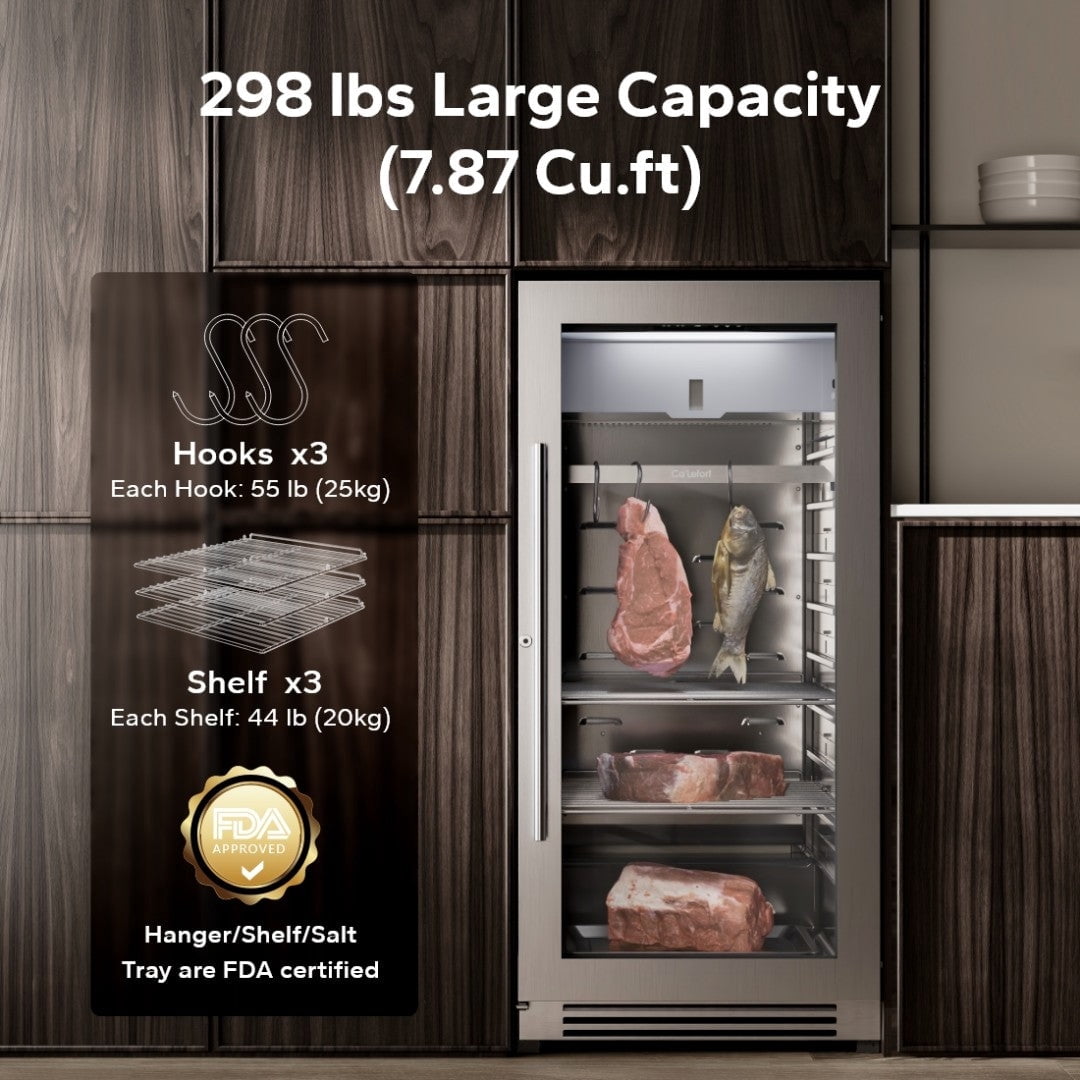 Ca'Lefort Dry Aging Fridge for Steaks, 8.23 cu.ft. Meat Ager Refrigerator for Restaurant/Bar/Kitchen/Home with Dual-Layer LOW-E Glass