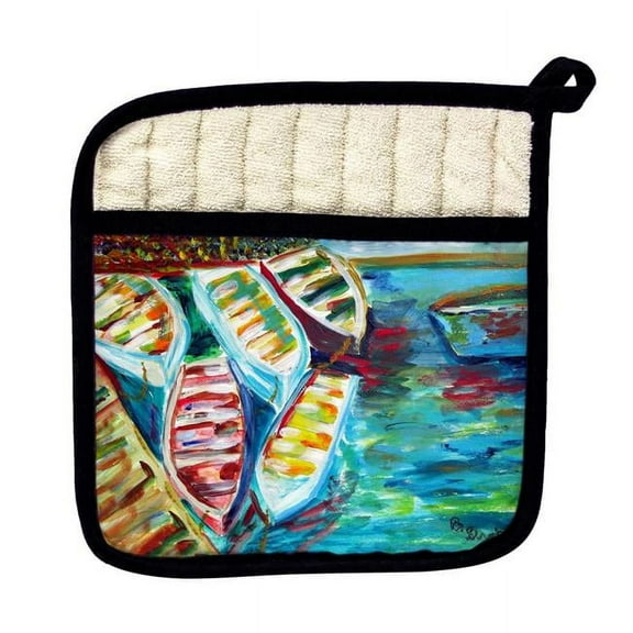 Betsy Drake PT1142 Six Rowboats Pot Holder