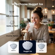 SIMZLIFE Countertop Nugget Ice Maker 33Lbs/24H, 5-Min Ice Cycle, Self-Cleaning, Portable Ice Machine with Basket & Scoop, Black