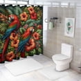 thumbnail image 7 of Awypu Chic Modern Bathroom Decor Waterproof Shower Curtain Parrot Cute Bird Tropical Exotic Summer Palm Leaves Hibiscus Hawaii Decorative White, 7 of 7