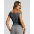 thumbnail image 3 of Womens Summer Off the Shoulder Tops Going Out T Shirts Crop Tank Top Fashion Clothes Spring Outfits 2025 Grey XL, 3 of 8