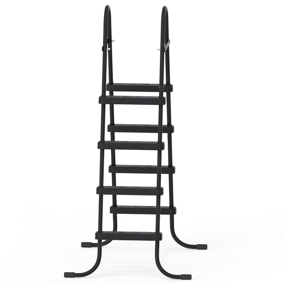 4-Step 52in Iron Pool Ladder (Black Frame Black Steps)