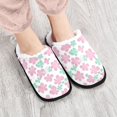 thumbnail image 4 of Women's Men's Slippers, Non-Slip Travel Unisex Fleece House Shoes Mint Flower, 4 of 7