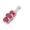 thumbnail image 3 of VRJewels 18 Karat White Gold Three-Stones Oval Cut Ruby Pendant Necklace, 3 of 5