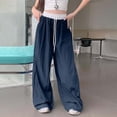 thumbnail image 7 of RongHuan Womens Wide Leg Track Pants High Elastic Waist Baggy Casual Drawstring Sweatpants with Pockets Streetwear, 7 of 7