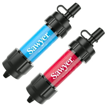 Sawyer Products SP8101 Mini Water Filtration System, Twin Pack, Cyan and Red