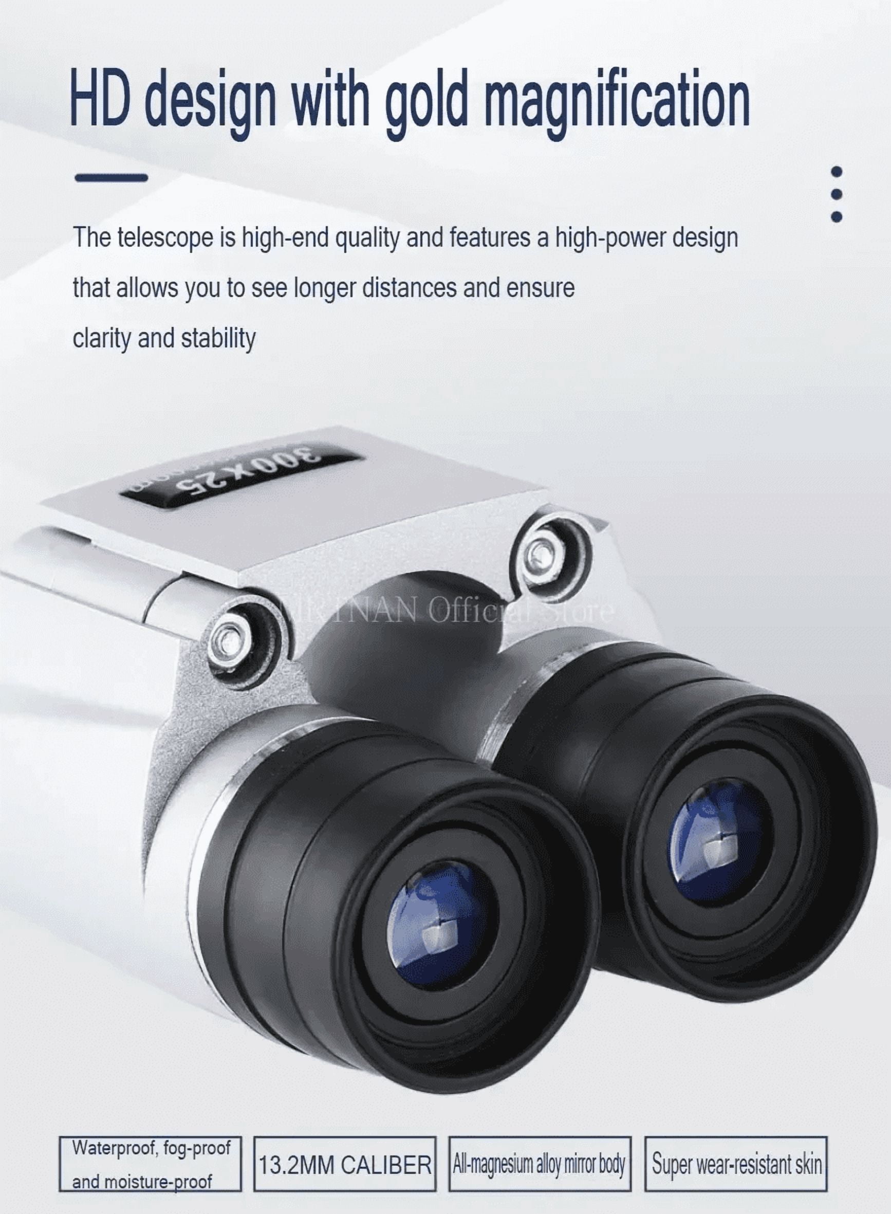 500x25 HD Zoom Portable Powerful Binoculars Long Range BAK4 Telescope Folding Optics for Outdoor Hunting Camping