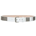 thumbnail image 2 of 1 3/4" Snap On Three Row Punk Rock Star Metal Silver Studded Solid Leather Belt, 2 of 3