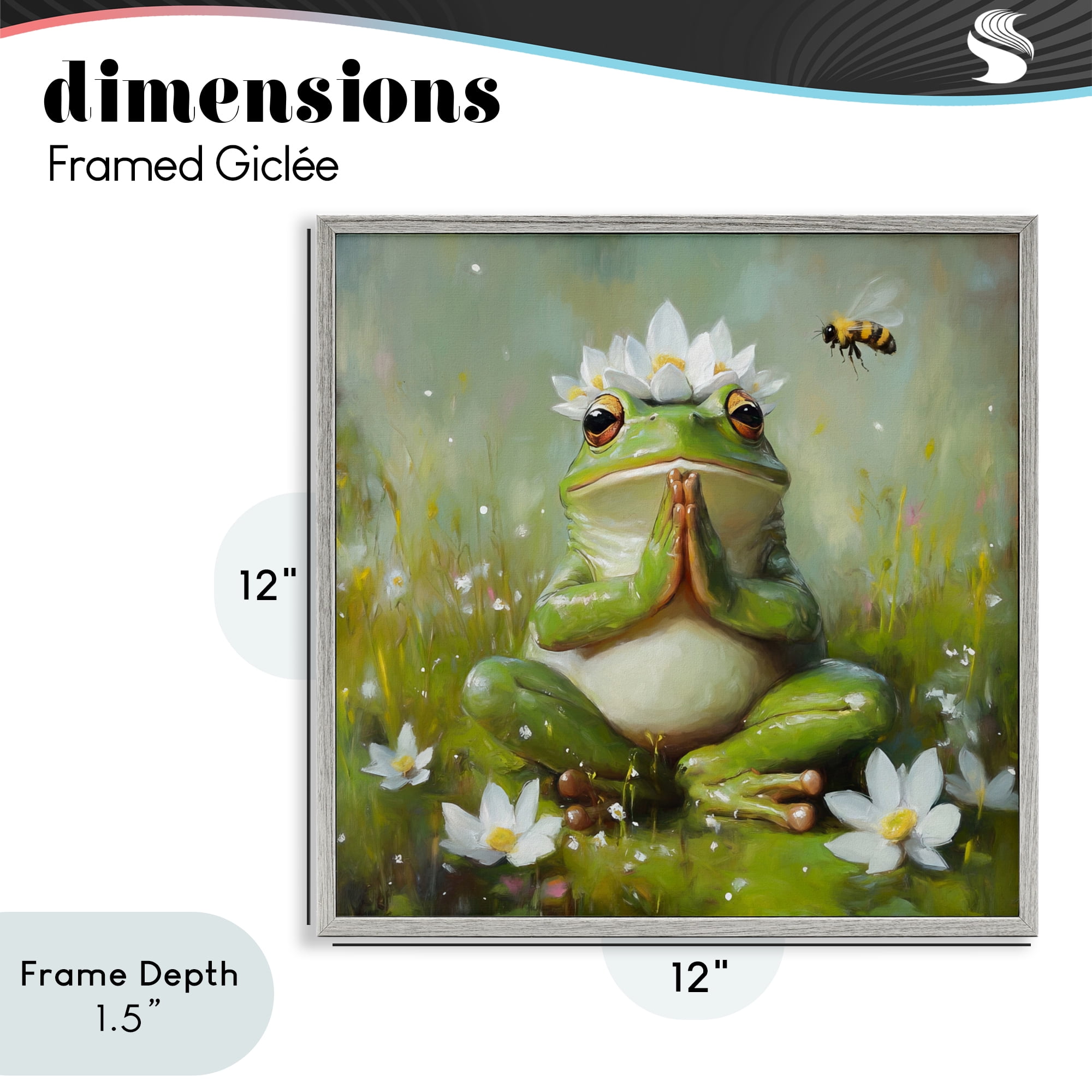 Stupell Industries Buddha Bullfrog Meditation Gray Framed Giclee Art, design by Tina LeCour