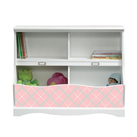 Lifesong Milestones Modern Bookcase Footboard For Kids - (Gingham Yellow, Grey on Pink 414436 Pogo)