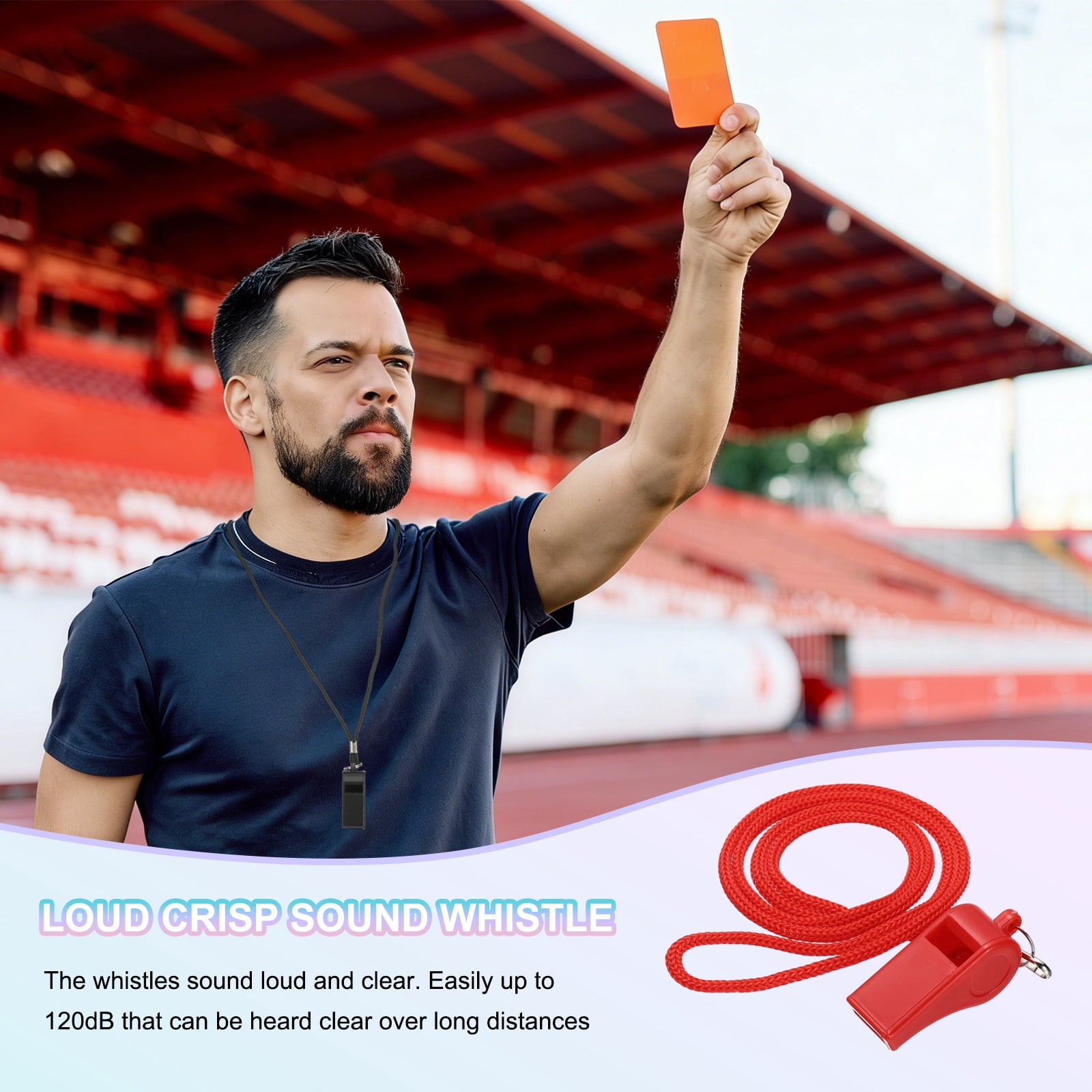 Uxcell Plastic Whistles with Lanyard, Training Sports Gather Whistles Loud Crisp Sound Colorful Bulk Whistle 20 Pcs & Red -Fitting for (Coaches/Referee/Outsides/Team Events)