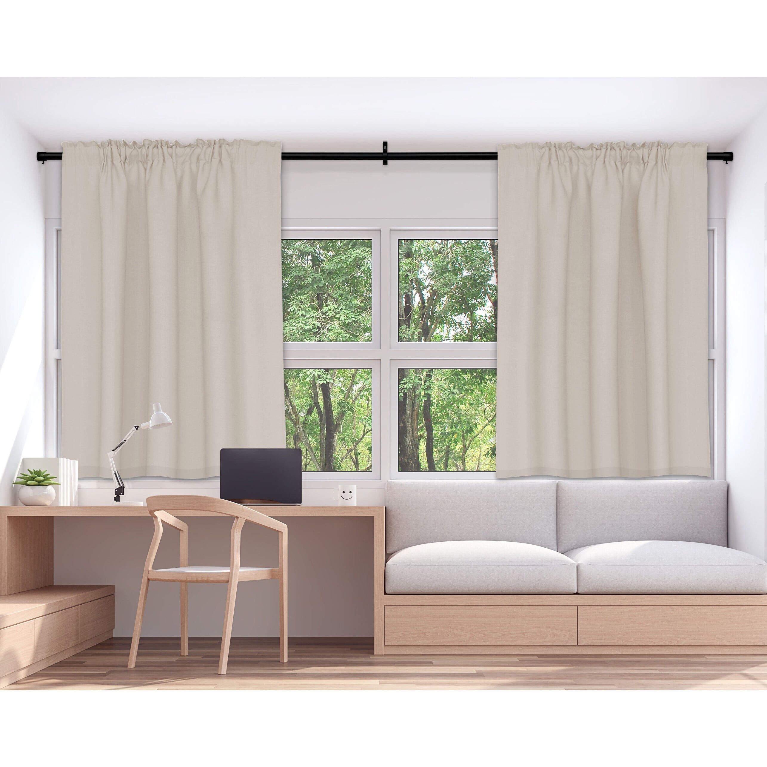 1" dia. Drapery Single Condo Curtain Rod Set _Matte Black Black - 36"-72"