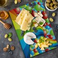 thumbnail image 3 of Birthday Cutting Board, Many Vibrant Balloons Wavy Rainbow Ribbons Celebration Mood Special Event, Decorative Tempered Glass Cutting and Serving Board, Large Size, Multicolor, by Ambesonne, 3 of 3