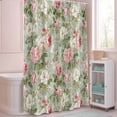 thumbnail image 5 of Shower Curtain Watercolor Camellia Shower Curtains for Bathroom Decor, Waterproof Polyester Shower Curtain Set with Hooks, Standard Size 72" x 72" Spring Vintage Floral Green, 5 of 9