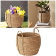 thumbnail image 2 of Khaki Seagrass Woven Planter with Sturdy Handle – Natural Decorative Storage for Hotel, Coffee Table and Home, 30x26cm, 2 of 5