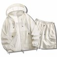 thumbnail image 7 of JFGHDG Womens 2 Piece Sun Protection Lounge Sets Long Sleeve Hooded Zipper Jackets and Cargo Shorts Outdoor Hiking Outfits Beige XL, 7 of 7