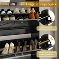 thumbnail image 6 of Shoe Cabinet with 2 Flip Drawers, 45" Freestanding Narrow Wood Shoe Storage Cabinet with Metal Legs and Hooks, Slim Shoe Rack Organizer for Entryway, Hallway, Black, 6 of 16