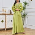 thumbnail image 6 of Wancir Womens Muslim Abaya Dress One-Piece V Neck Dress Islamic Full Length Kaftan Daily Casual Dress, 6 of 6