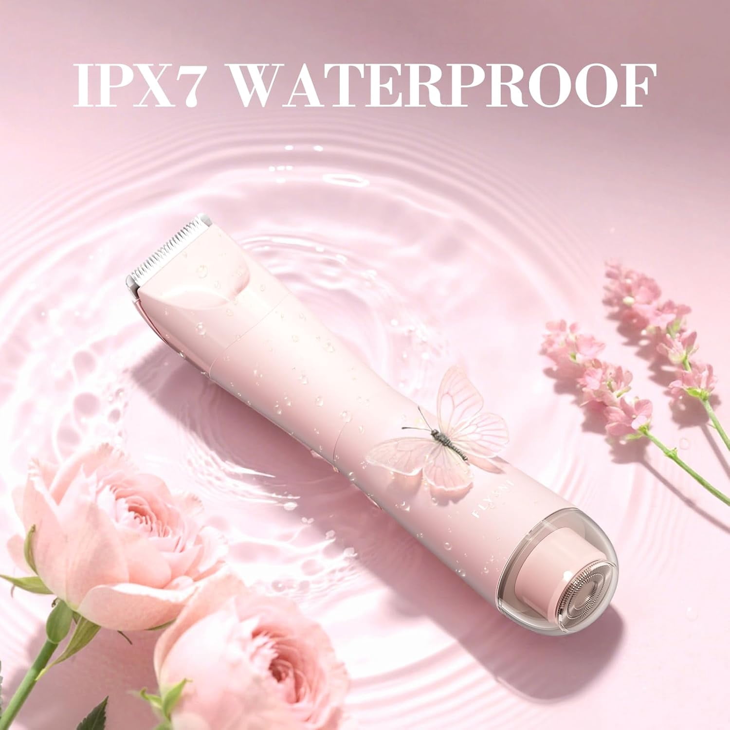 Bikini Trimmer for Women, 2 in 1 Electric Shaver for Women, Pubic Hair Trimmer Waterproof IPX7 with LED, Bikini Razor for Leg Arm Underarm Bikini Area, Christmas Gifts for Her - Rose Pink