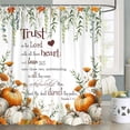 thumbnail image 4 of Fall Shower Curtain, Autumn Pumpkins Bible Verse Inspirational Bathroom Curtain Sets,Fall Farmhouse Home Bathtub Thanksgiving Decor with 12PCS Hooks,69X70 in, 4 of 6