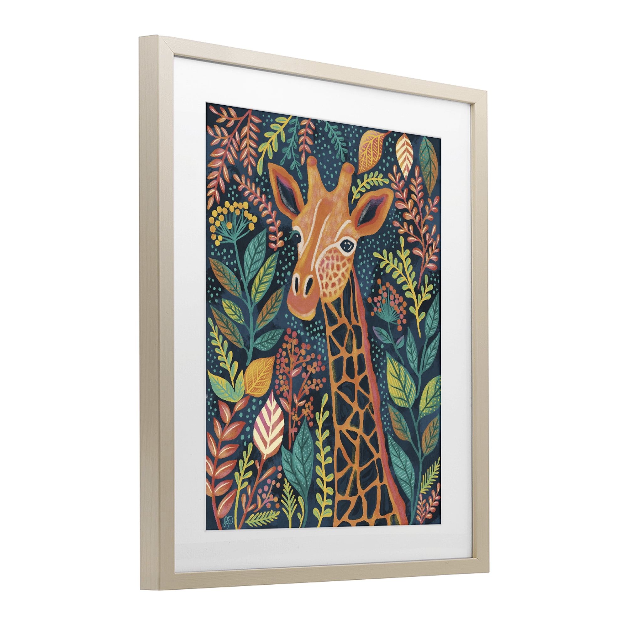 Stupell Industries Exotic Leaf Pattern Giraffe Birch Framed Print Under Glass, design by Lisa R Dumm