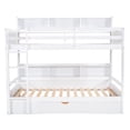 thumbnail image 4 of Twin Size Bunk Bed with Built-in Shelves Beside Both Upper and Down Bed, Wooden Bunk Bed Frame with Storage Drawer, Multifunctional Bunk Bed for Boys Girls Teens Bedroom, No Box Spring Needed, White, 4 of 7