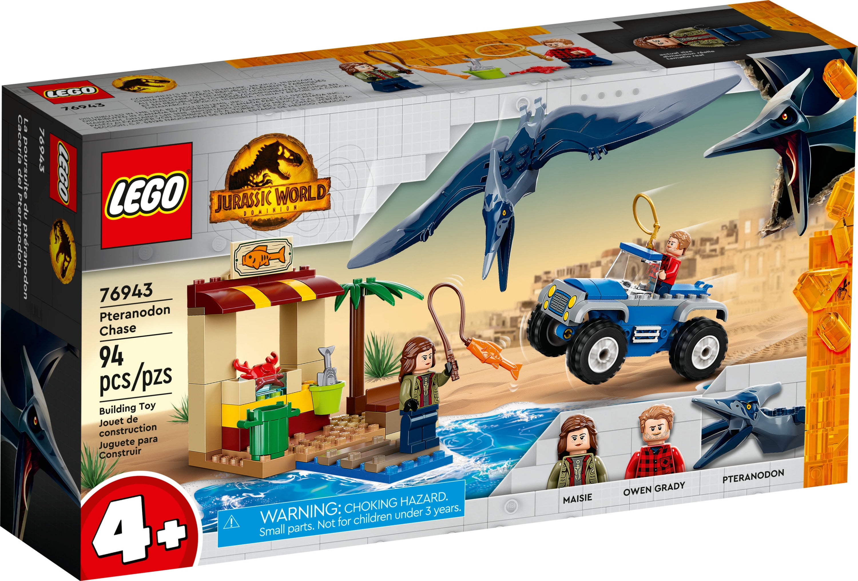 LEGO Jurassic World Pteranodon Chase 76943 Dinosaur Toy Set with 2