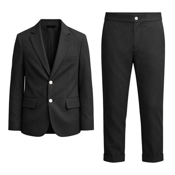 Nilvkv Boys Two Piece Set, Boys Suit, Solid Color Long Sleeve Blazer and Pants 2 Piece Formal Set Photography Black 3-4 Years