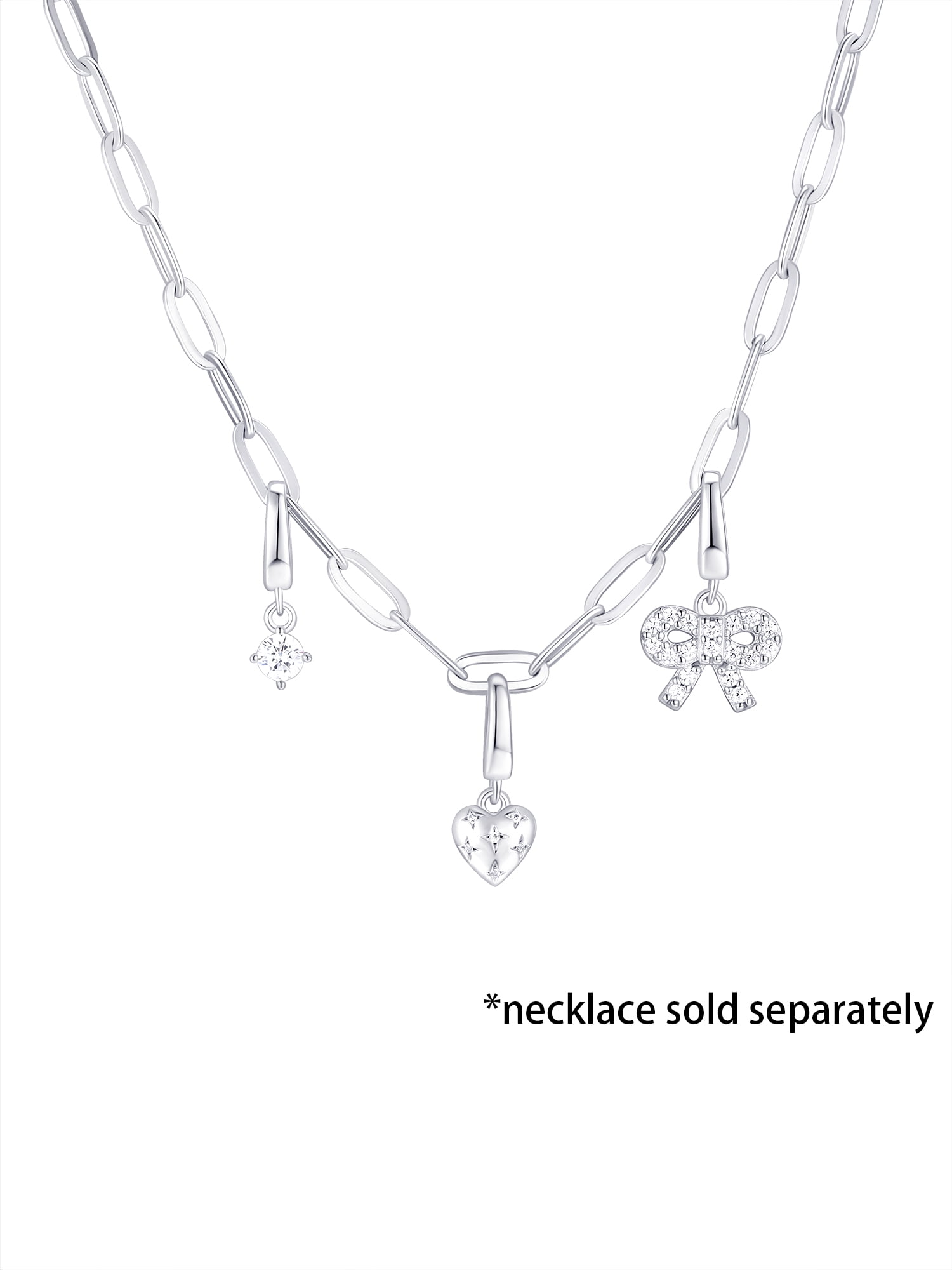 Brilliance Fine Jewelry Simulated Diamonds Bow Charm Set in Sterling Silver