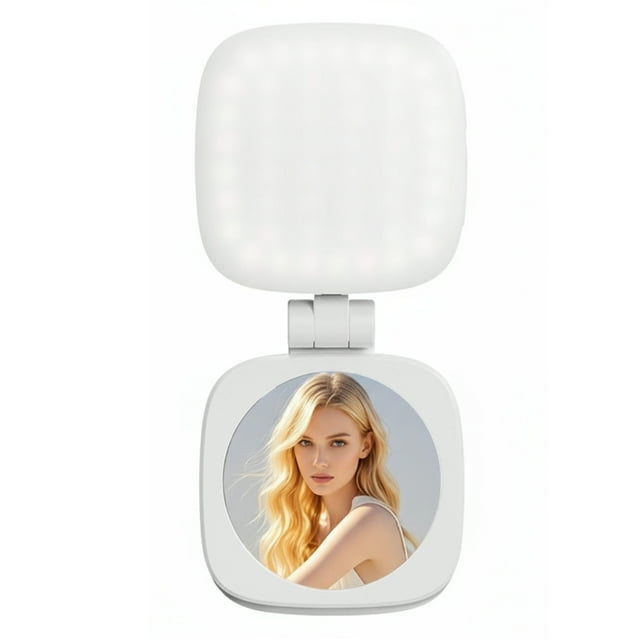 Ruiboury Réglages de Rotation Magnétique Rotative pour Téléphone avec Miroir, Éclairage Supplémentaire Simple et Compatible pour la Photographie, Autres Températures Trois Couleurs Blanches