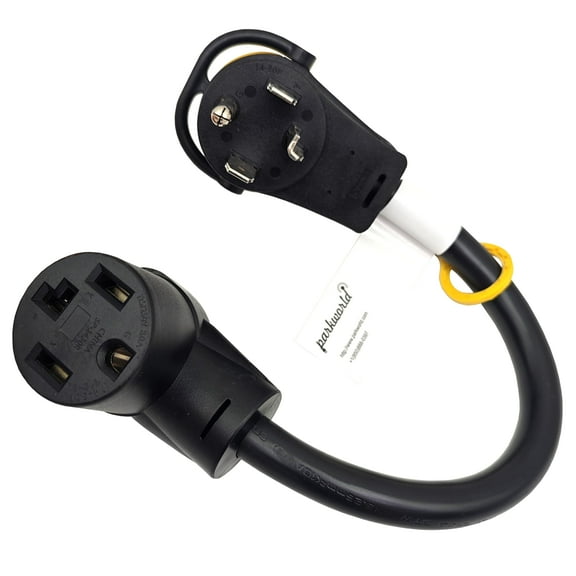 Parkworld 79391 Dryer Piggy-Back Adapter Splitter Cord NEMA 14-30P to 14-30R 30A 125V/250V & 14-30R 30A 125V/250V 1.5 Feet