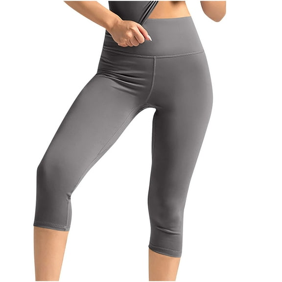 Sakmal Athletic Womens Leggings Soft Gray Tummy Control High Waisted Yoga Pants 7/8th Solid Gym Leggings