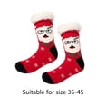 thumbnail image 3 of Yokua Women Men Christmas Thermal Fuzzy Slipper Socks with Grippers Funny Santa Elk Snowman Print Faux Fleece Lined Non-Slip Floor Foot Warmer Stockings, 3 of 21