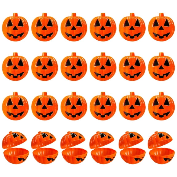 24PC Halloween Pumpkin Candy Buckets Bulk Pail Set Kids Party Favors Decorative Novelty Tricky Trick or Treat Gift Box Storage Case Organizer,A