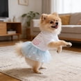 thumbnail image 4 of Easter Dog Dress Cat Tutu Outfit, White Mesh Pet Skirt for Small Dogs Cats Holiday Party Photo Shoot, Breathable Easy Wear Spring Celebration, 4 of 6