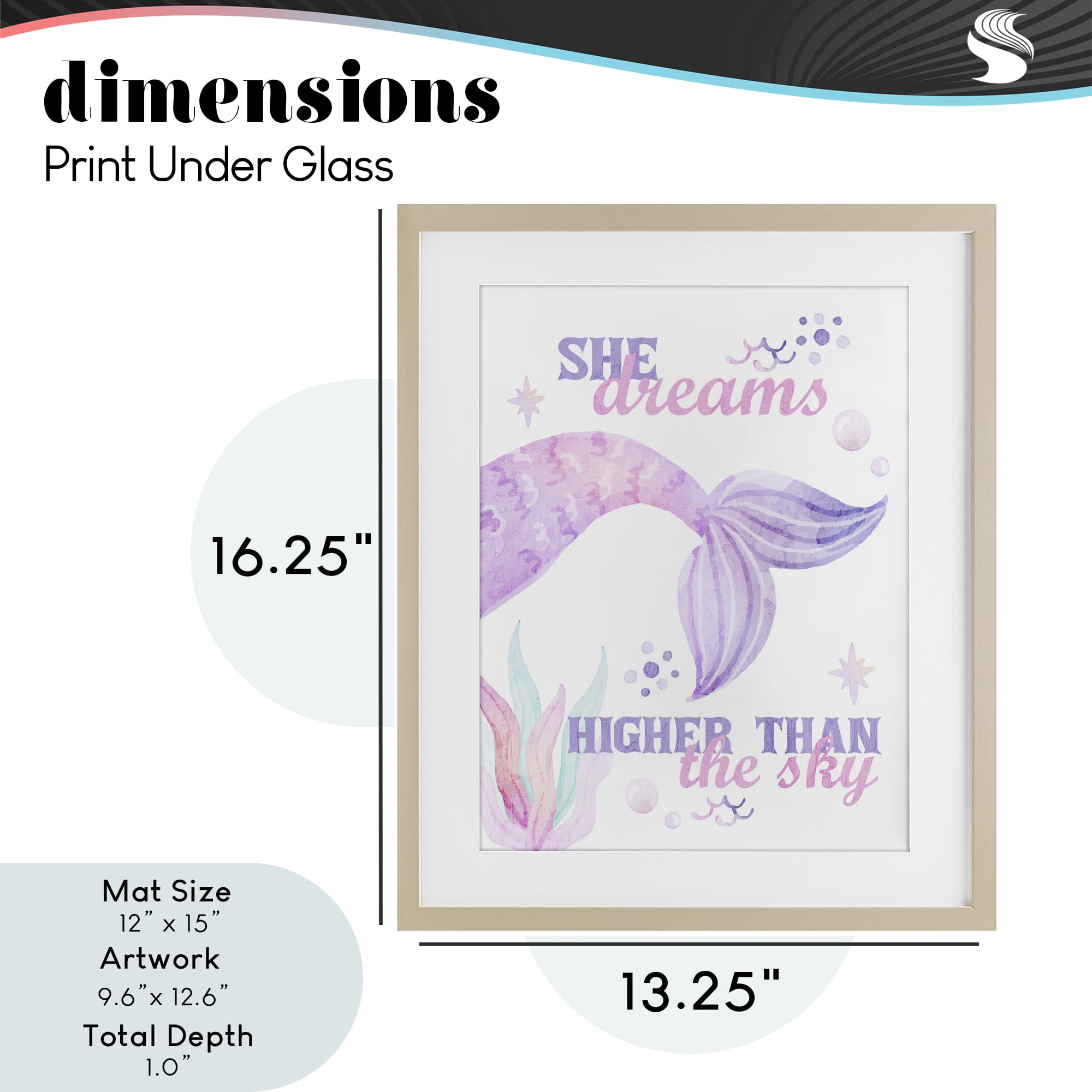 She Dreams Higher Than The Sky Birch Framed Print Under Glass, design by Kim Allen