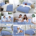 thumbnail image 6 of Navy Blue Stripe Bedding 3 Piece Duvet Cover Set California King, Modern White Vertical Striped Geometric Soft Microfiber Comforter Cover with Zipper Closure & Pillowcases, FadeResistant Quilt Cover, 6 of 9