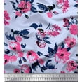 thumbnail image 1 of Soimoi Blue Cotton Jersey Fabric Artistic Leaf & Floral Printed Fabric 1 Yard 64 Inch Wide, 1 of 3