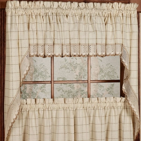 Adirondack Cotton Kitchen Window Curtains Toast 38 Swag Pair
