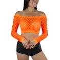thumbnail image 4 of ToBeInStyle Women Stretch Fishnet Long Sleeve Rave See-Through Novelty Crop Top, 4 of 5