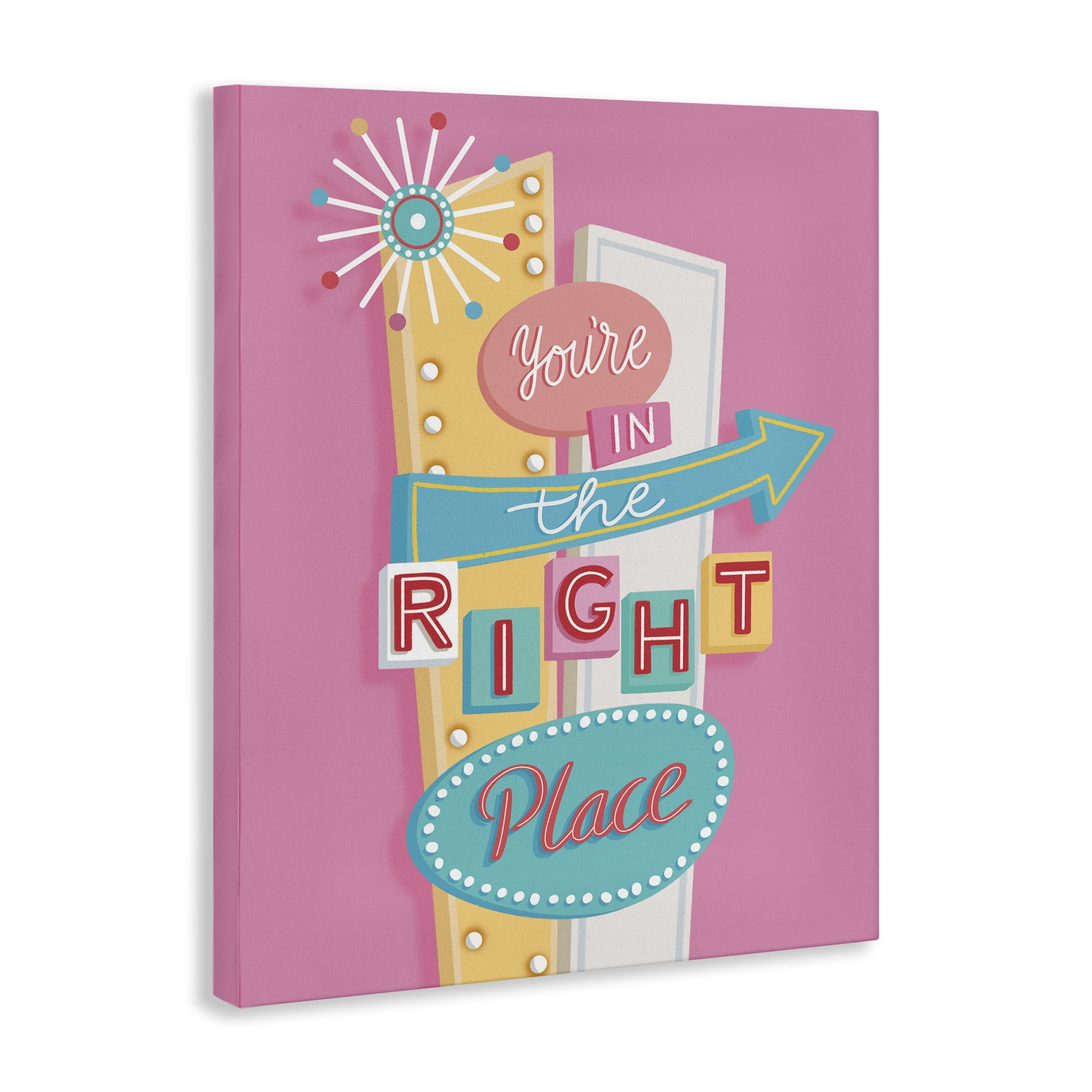 Stupell Industries Retro In The Right Place Text & Numbers Painting Wrapped Canvas Art Print Wall Art, 24 x 30