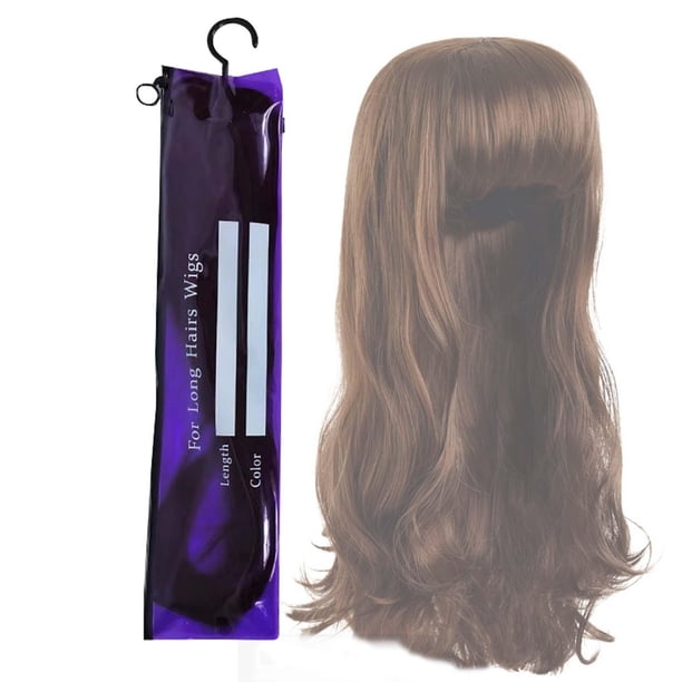 Bolsa de Almacenamiento de Extensiones de Pelo de Cola de Caballo,Bolsa de Peluca Fuerte de 60 cm / 23.62 Pulgadas con Colgante,Pvc Resistente Al Agua para Cabello Ondulado Recto,Peluca de Pelo Rizado