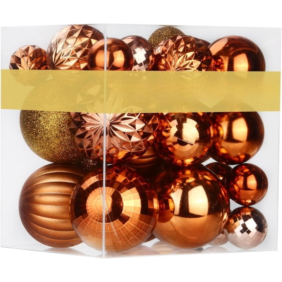 Bronze Christmas Ornaments - Christmas Tree Decorations Shatterproof Hanging Balls for Birthday Wedding Holiday Decor Set of 36pcs, Multi-Sizes(1.6",2.5",3.2")