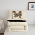 thumbnail image 5 of meiyoeat bow Monogram M Print Full Size Comforter Sets,Fashion Leopard Print Bedding Comforter Set,Black Reversible,3 Pieces,1 Comforter and 2 Pillowcases, 5 of 7