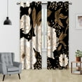 thumbnail image 4 of Boho Floral Blackout Curtain, Black Gold Flowers Aesthetic Art Curtains Darkening Thermal Insulated Grommet Window Drapes for Living Room Bedroom Decor 2 Panels 52x84 Inches, 4 of 7
