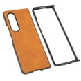 thumbnail image 3 of Funda protectora para teléfono móvil, cubierta de teléfono de cuero PU antiarañazos para Galaxy Z Fold 3, color marrón, 3 of 5