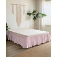 thumbnail image 2 of Pink Striped Wrap Around Bed Skirts for Queen Bed 16" Drop,Bed Skirt with Adjustable Elastic Belt Dust Ruffle Bed Valance for Bedroom Hotel Modern Simple Farmhouse Beige Vintage Bed Frame Cover, 2 of 7