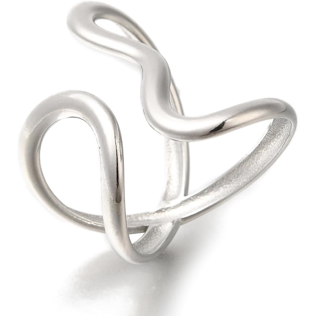 1Pcs Cuff Rings Line Design Personalized Knuckle Ring for Dainty Trendy Jewelry Gift Stainless Steel Color Adjustable 31mm